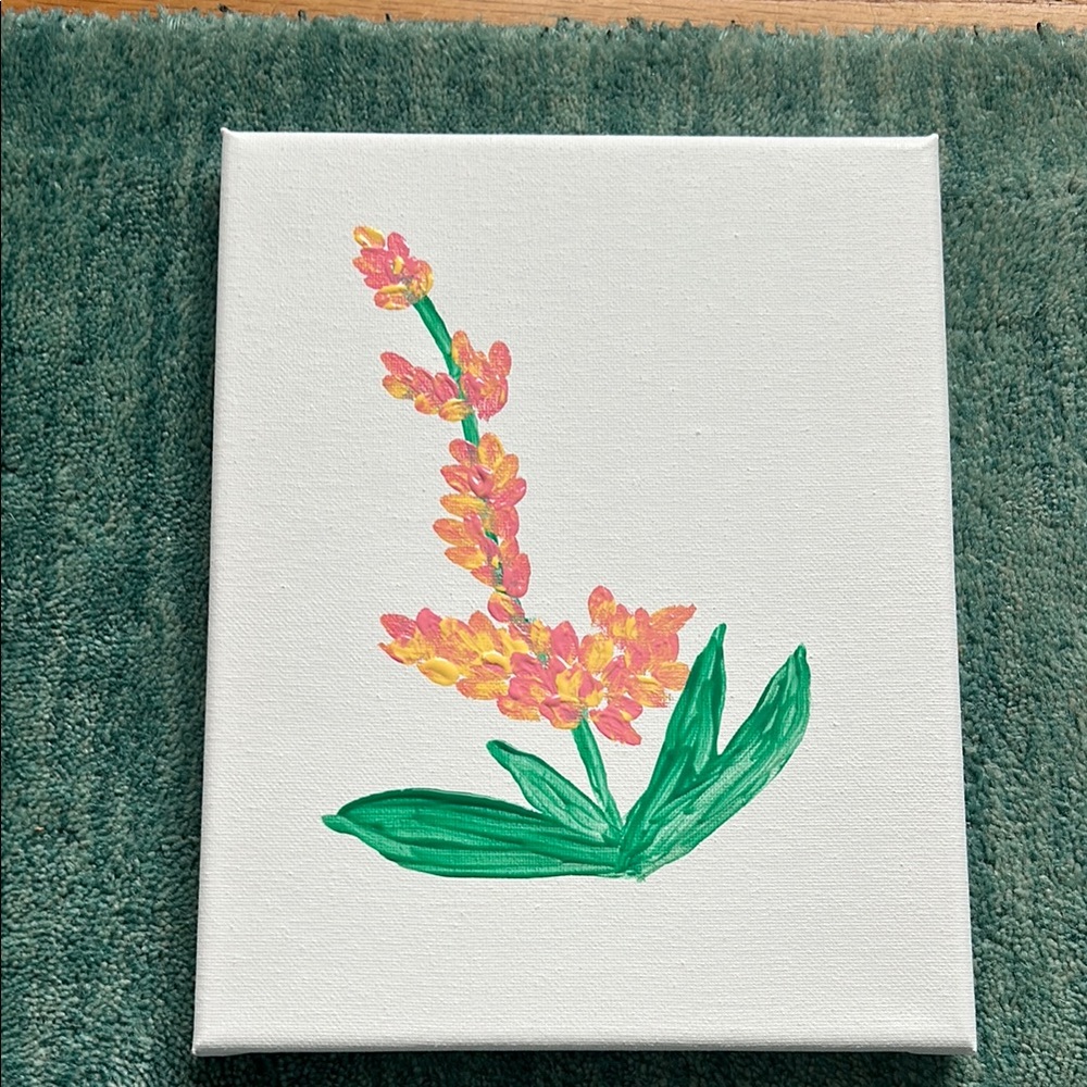 Floral Canvas Art with Green and Pink Accents